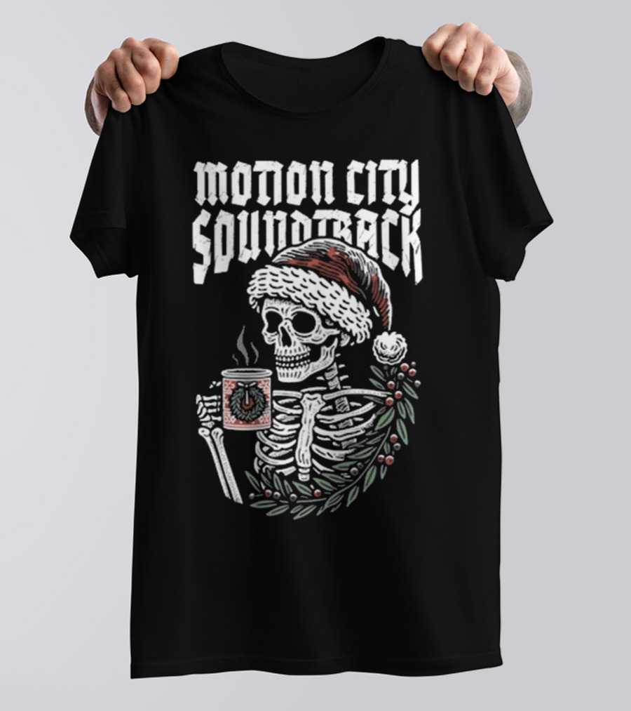 Motion City Soundtrack Skeleton Santa Hat Hot Cocoa Christmas T-Shirt