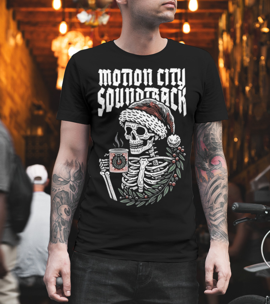 Motion City Soundtrack Skeleton Santa Hat Hot Cocoa Christmas T-Shirt