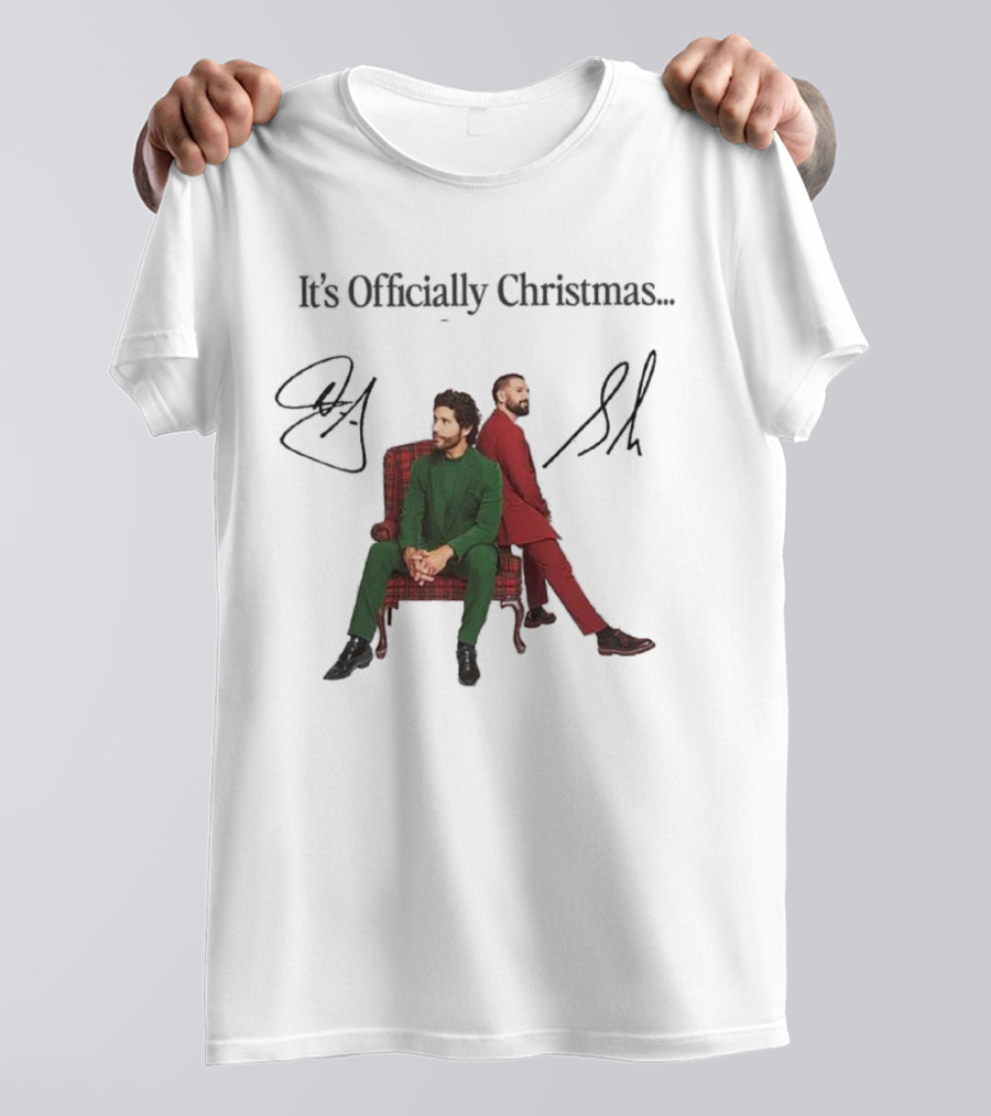 Dan And Shay It's Officially Christmas Signatures Plaid Chair Suits T-Shirt