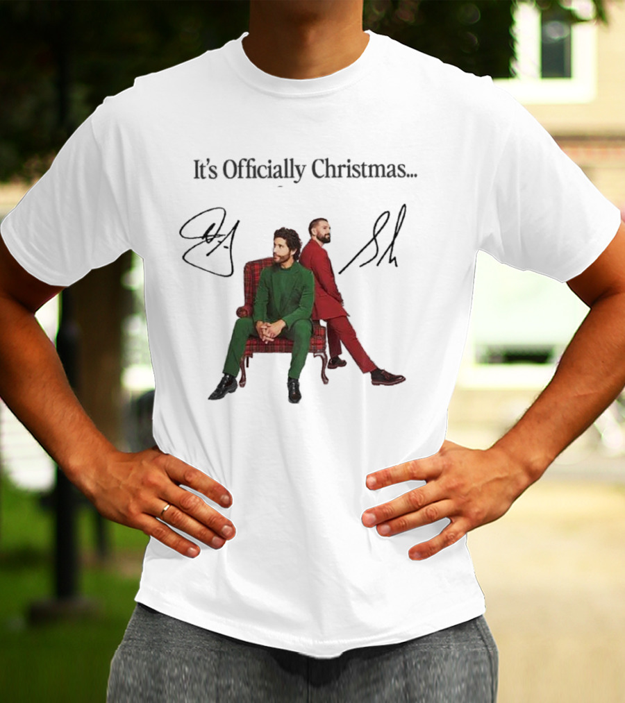 Dan And Shay It's Officially Christmas Signatures Plaid Chair Suits T-Shirt