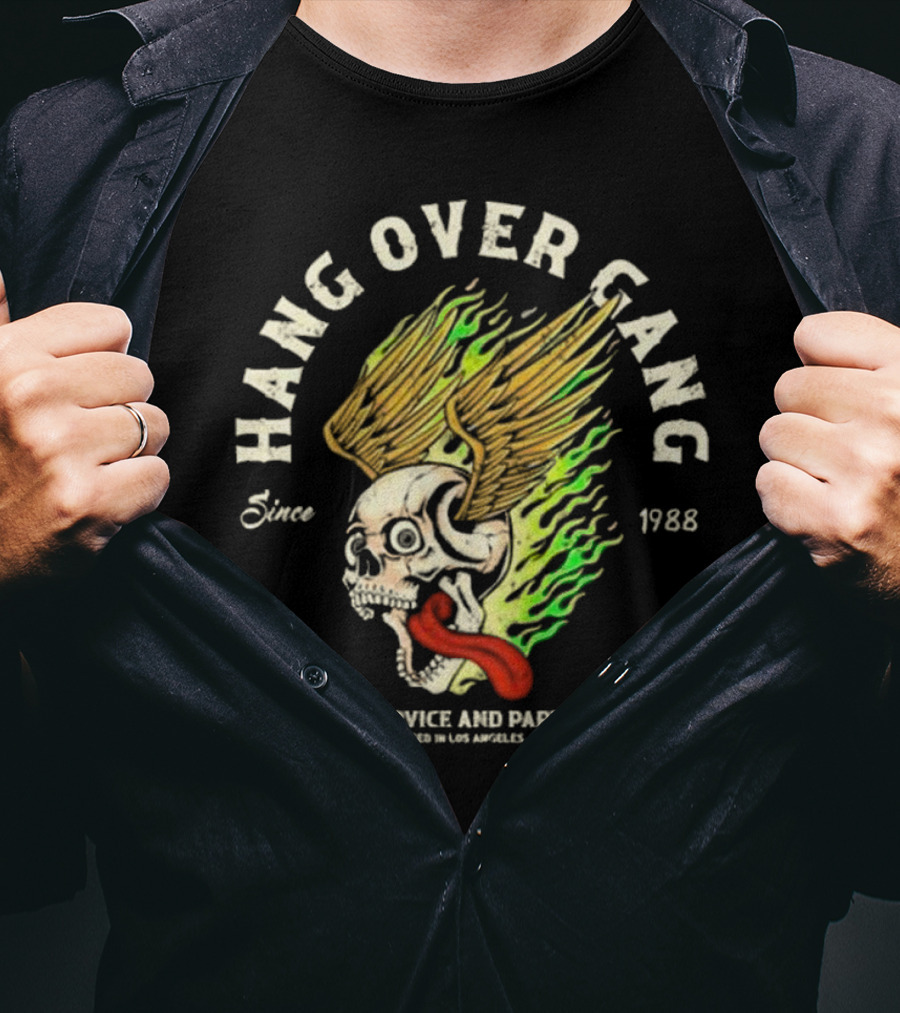 Hangover Gang Since 1988 Skull Wings Service And Parts Los Angeles CA T-Shirt