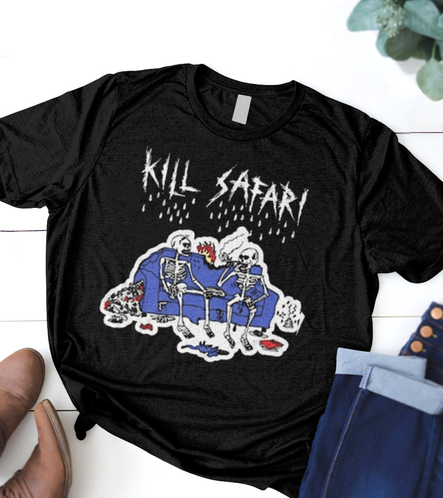 Kill Safari Skeletons Smoking On Couch T-Shirt