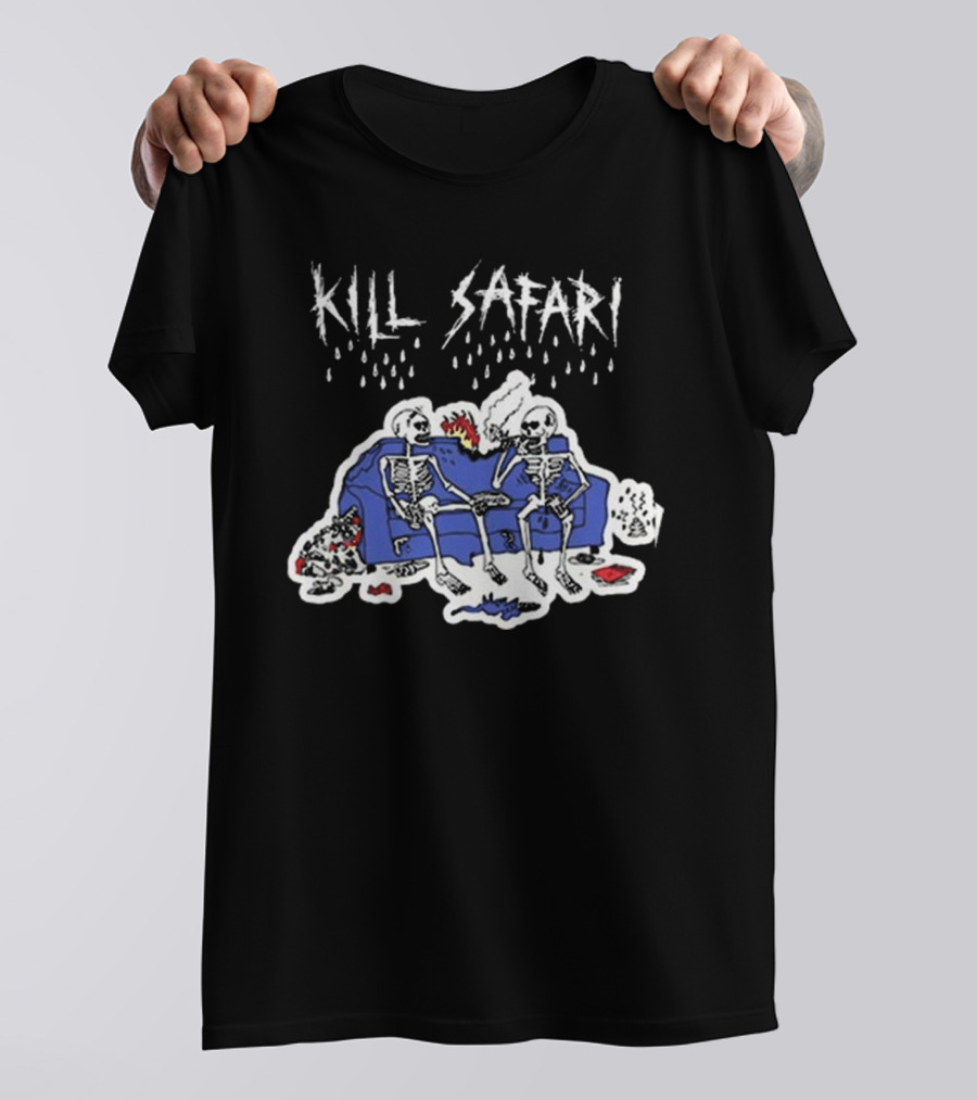 Kill Safari Skeletons Smoking On Couch T-Shirt