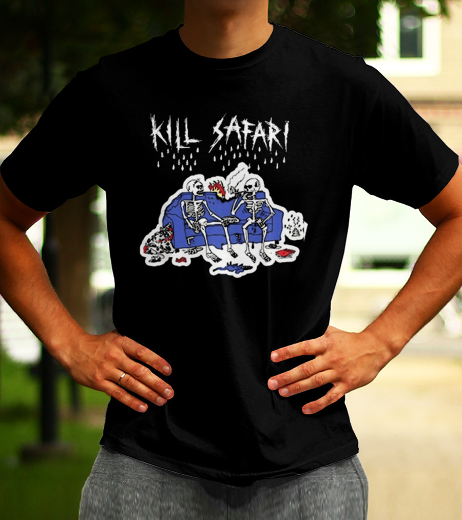 Kill Safari Skeletons Smoking On Couch T-Shirt