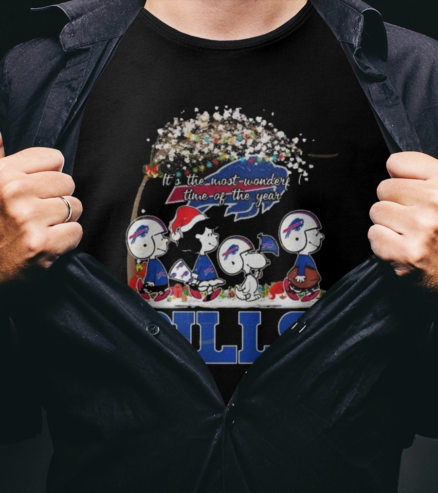 Peanuts Characters Buffalo Bills NFL Christmas It’s The Most Wonderful Time Of The Year T-Shirt