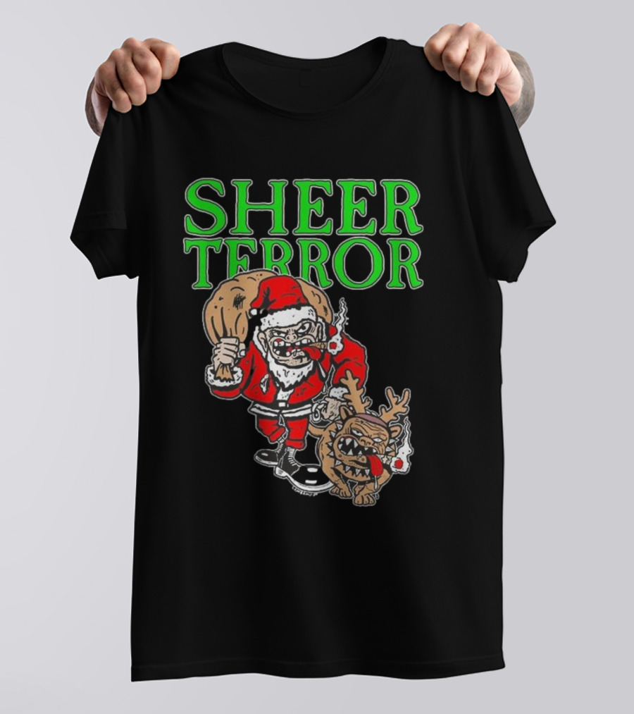 Screw Yule Sheer Terror Santa With Angry Reindeer T-Shirt