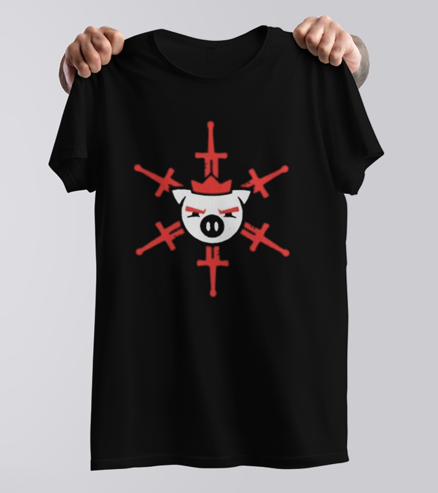 Technoblade Swordflake Pig Crown With Red Crossed Swords T-Shirt