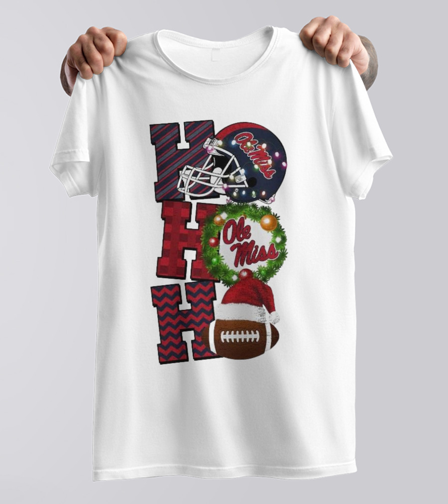 Ole Miss Rebels Ho Ho Ho Christmas Football Helmet Game Day T-Shirt