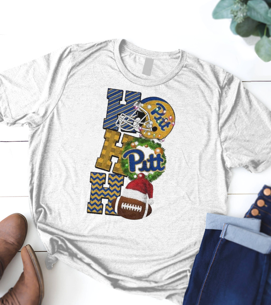 Pitt Christmas Game Day Ho Ho Ho Panthers Football T-Shirt