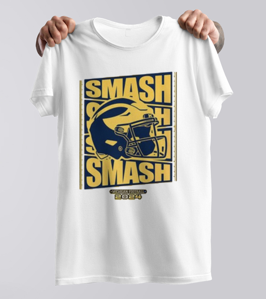 Michigan Football Smash Helmet T-Shirt