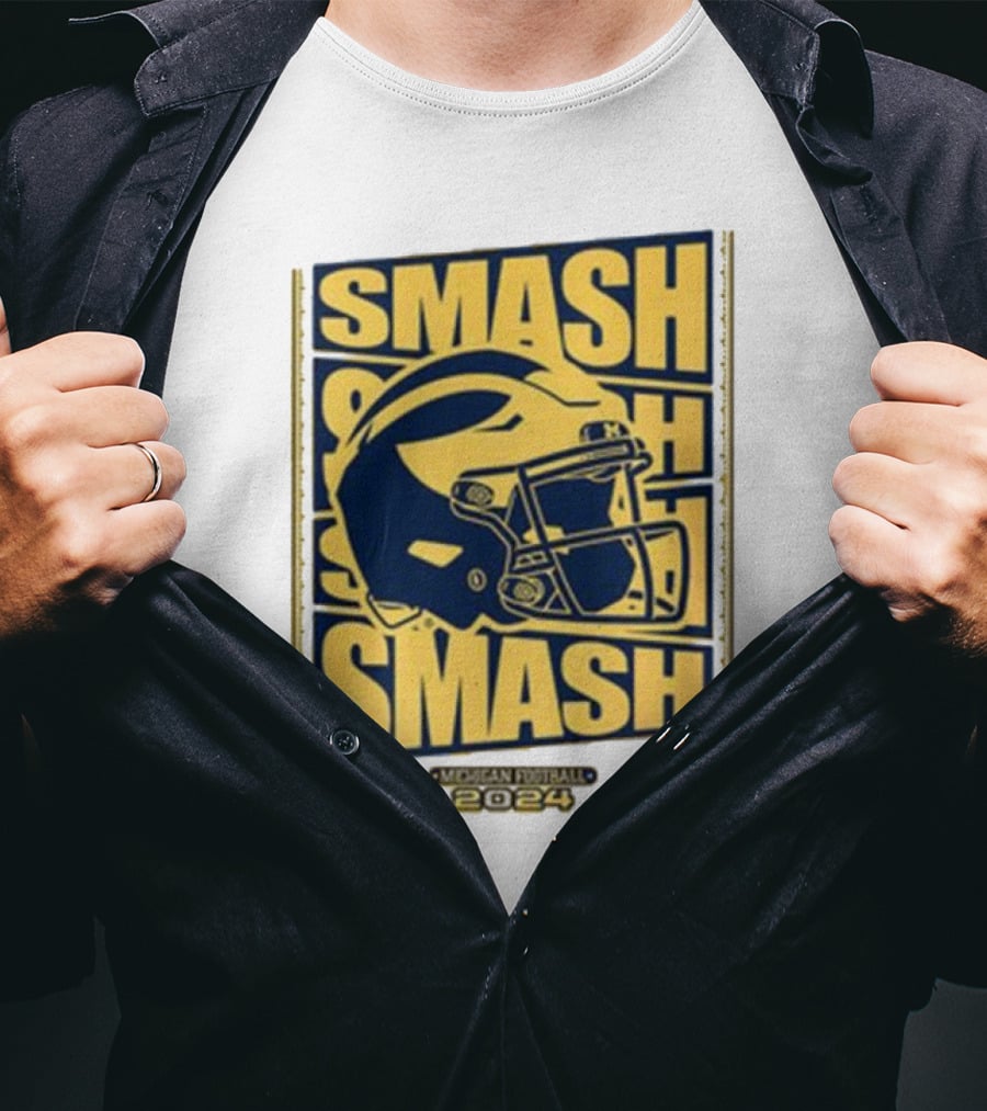 Michigan Football Smash Helmet T-Shirt
