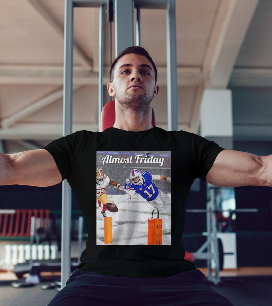 Almost Friday Josh Allen Diving Touchdown Snow Football T-Shirt