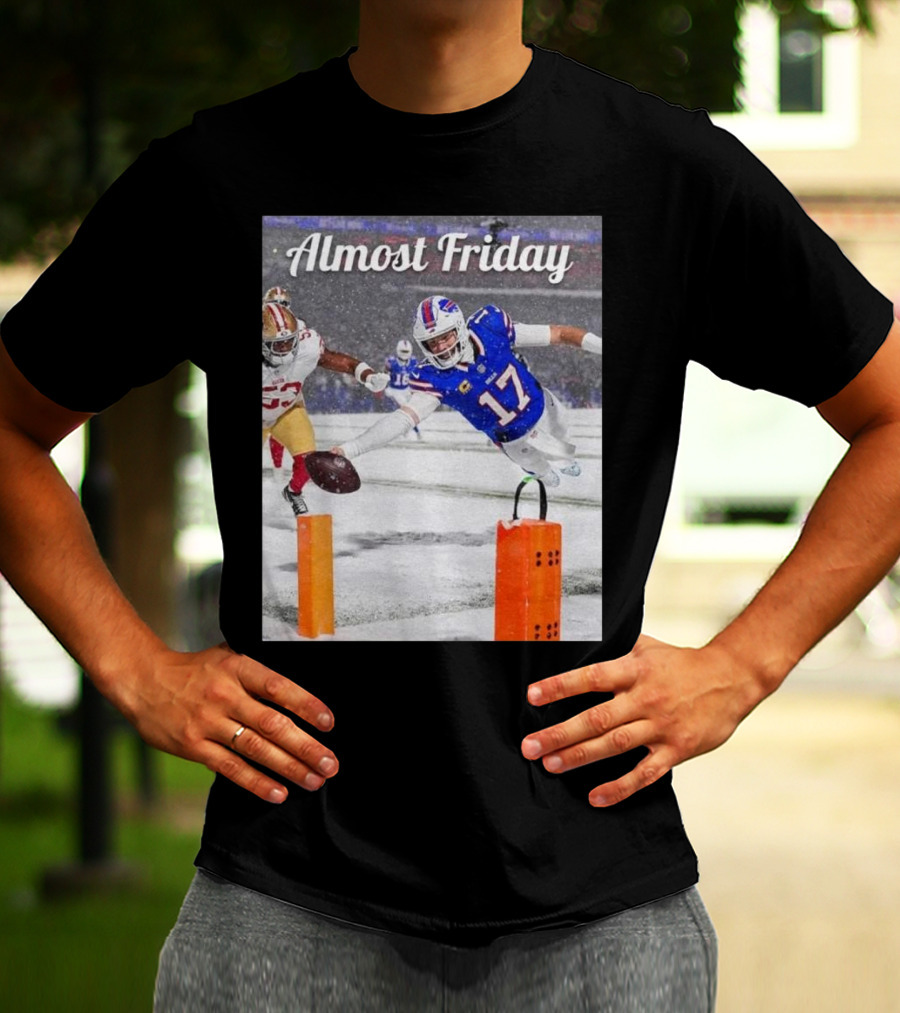 Almost Friday Josh Allen Diving Touchdown Snow Football T-Shirt