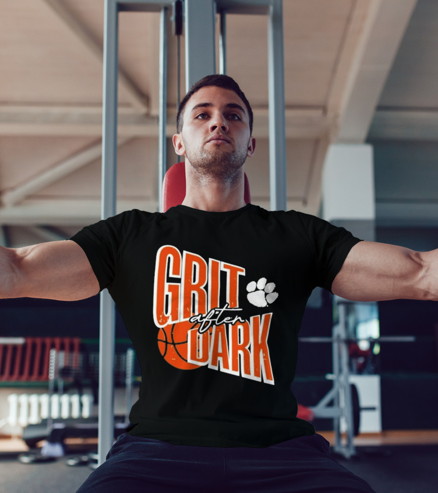 Clemson Grit After Dark Basketball And Paw Prints T-Shirt