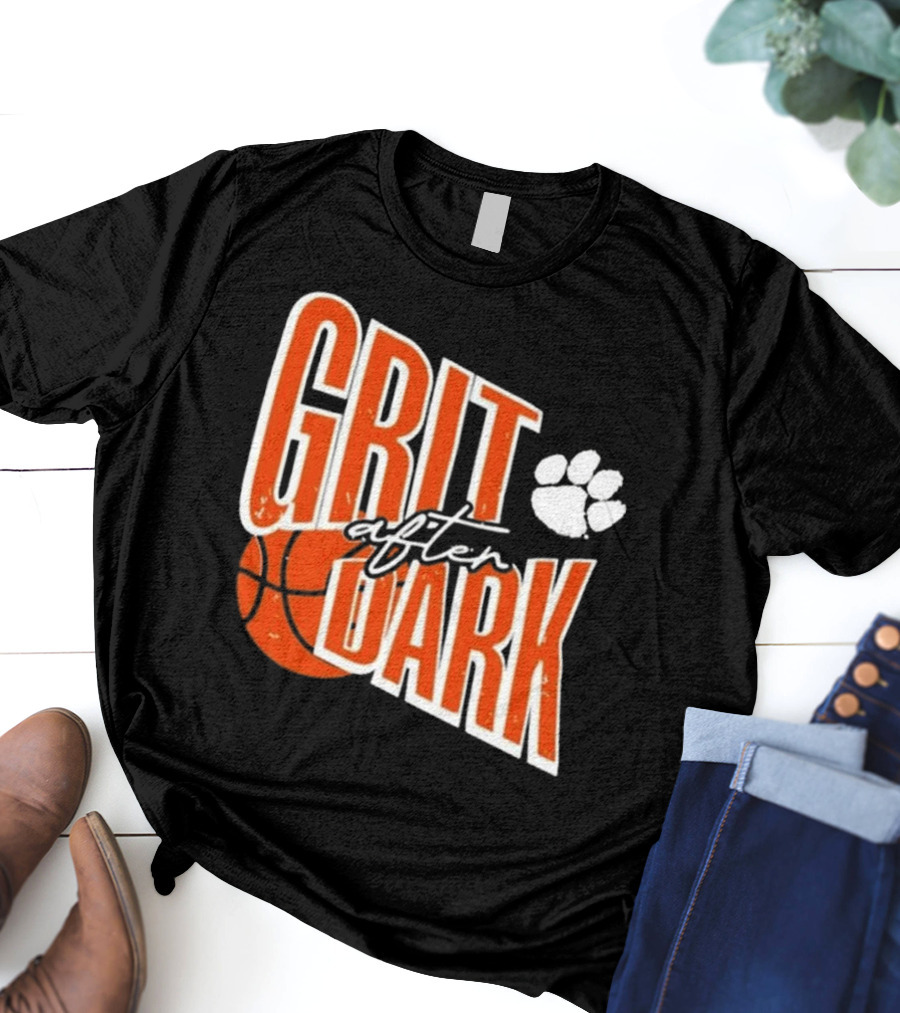 Clemson Grit After Dark Basketball And Paw Prints T-Shirt