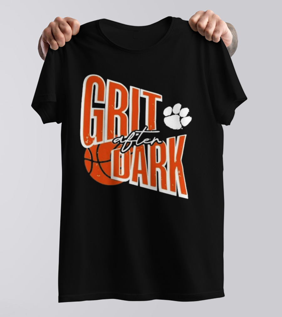 Clemson Grit After Dark Basketball And Paw Prints T-Shirt