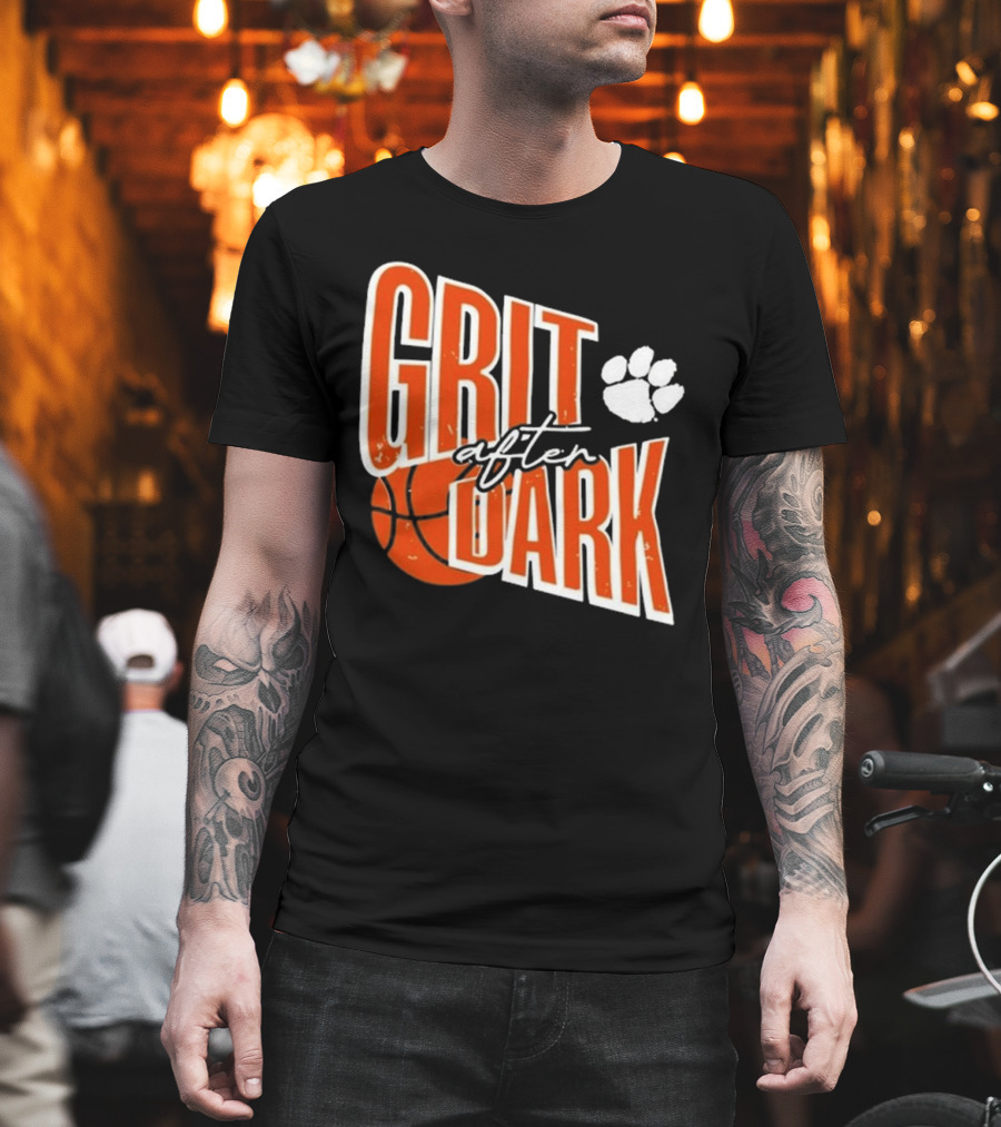 Clemson Grit After Dark Basketball And Paw Prints T-Shirt