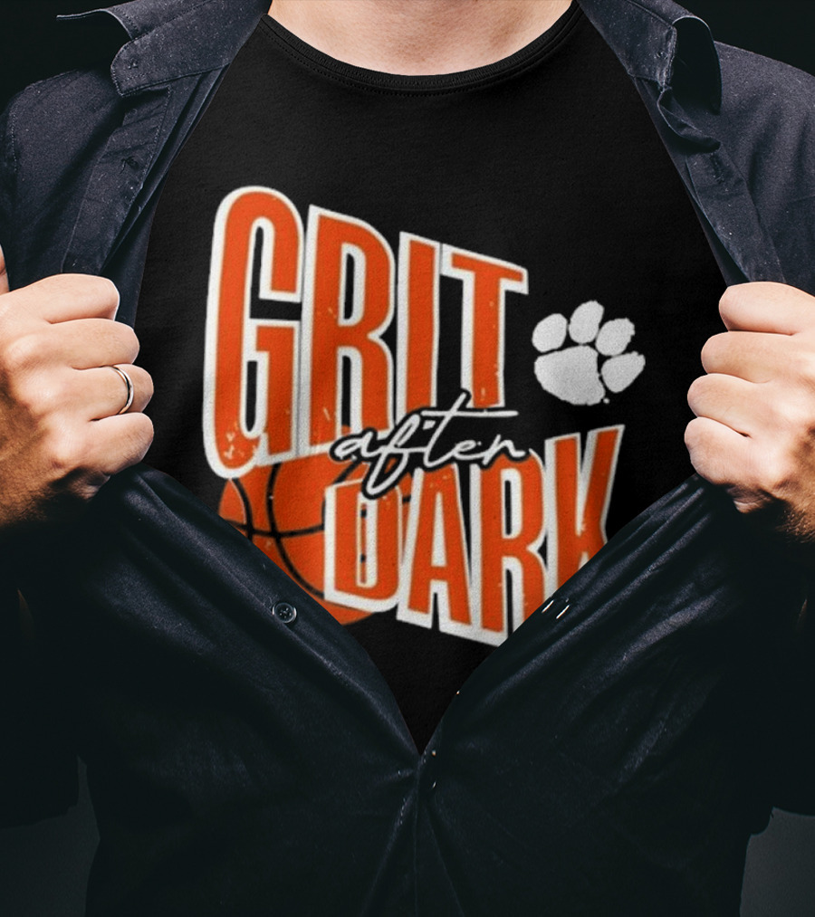 Clemson Grit After Dark Basketball And Paw Prints T-Shirt