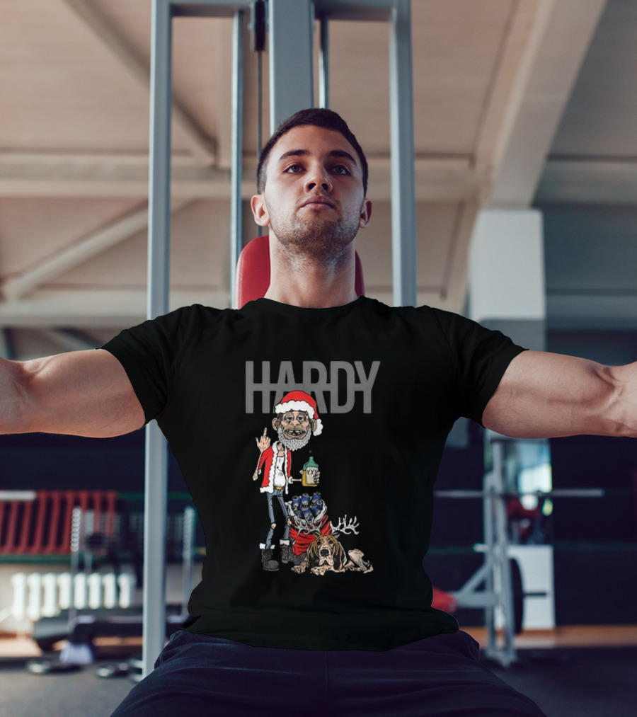 Hardy Christmas Santa Jim Bob With KY Bottle And Dogs Holiday T-Shirt