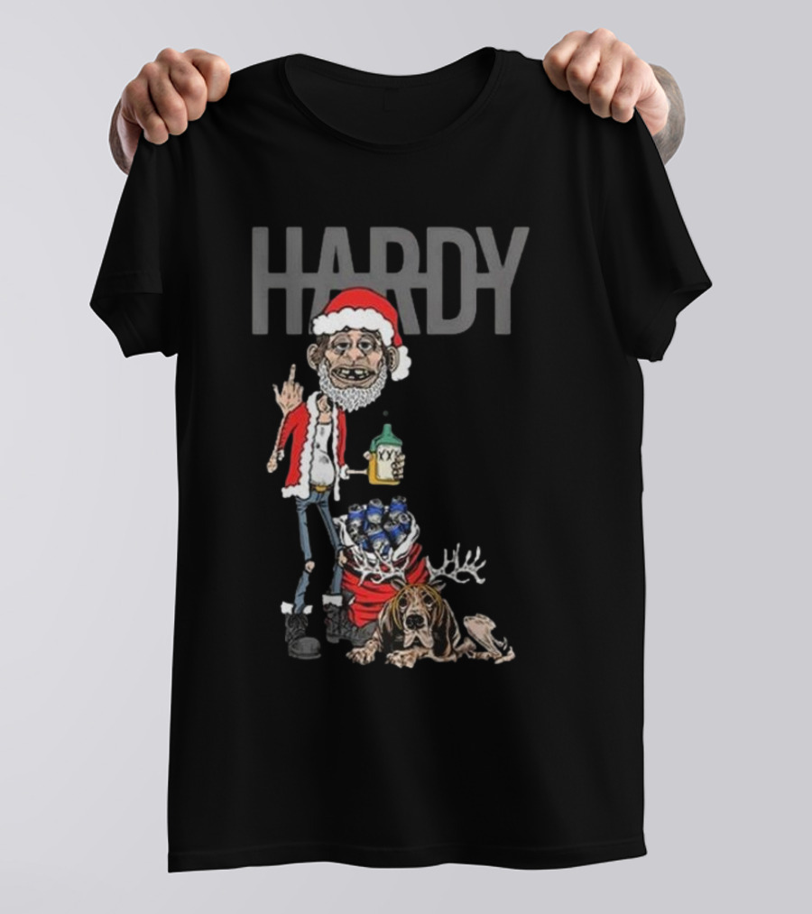 Hardy Christmas Santa Jim Bob With KY Bottle And Dogs Holiday T-Shirt