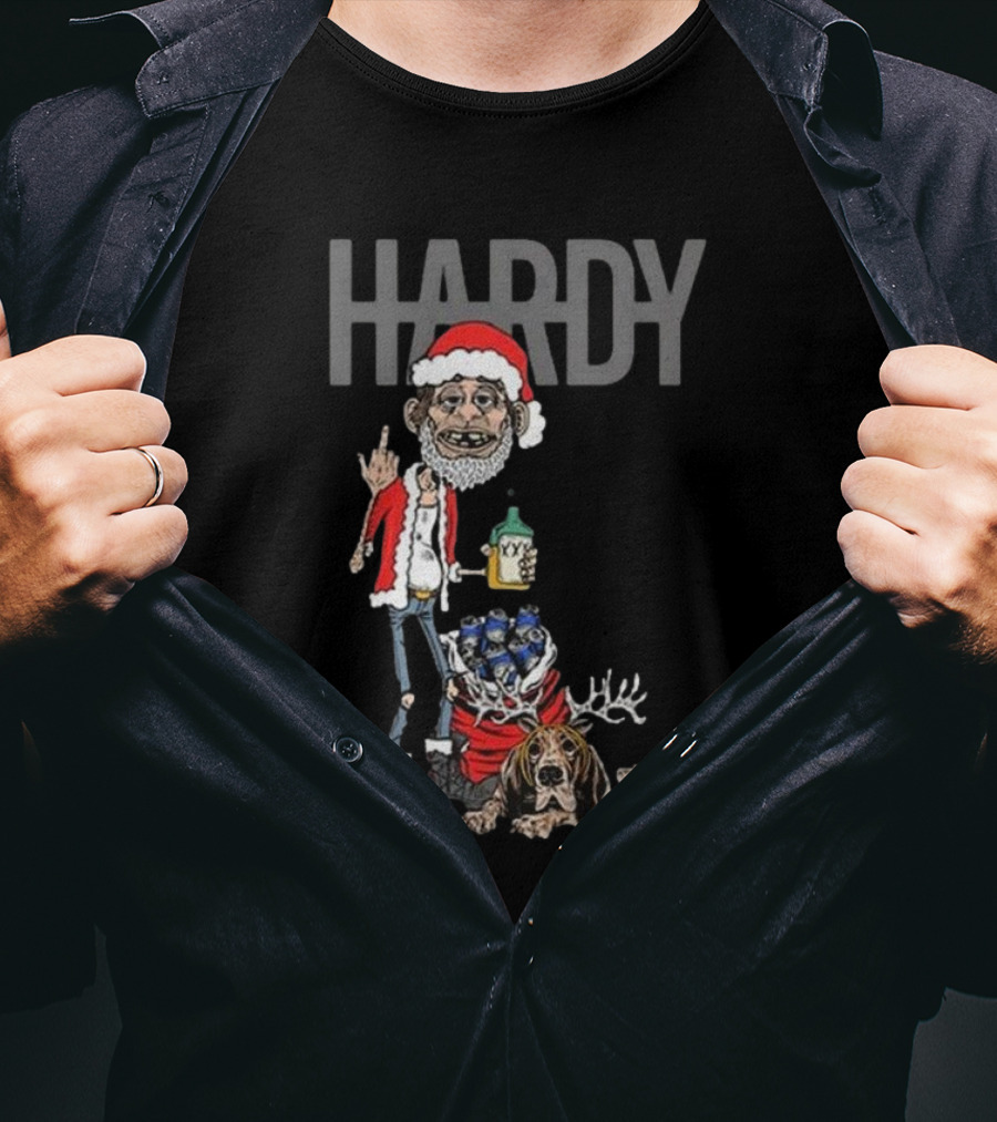 Hardy Christmas Santa Jim Bob With KY Bottle And Dogs Holiday T-Shirt