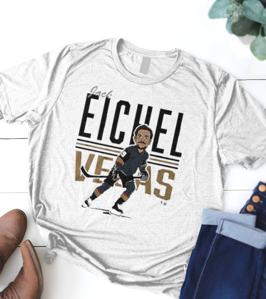Jack Eichel Vegas Hockey Caricature Eichel Center Ice T-Shirt