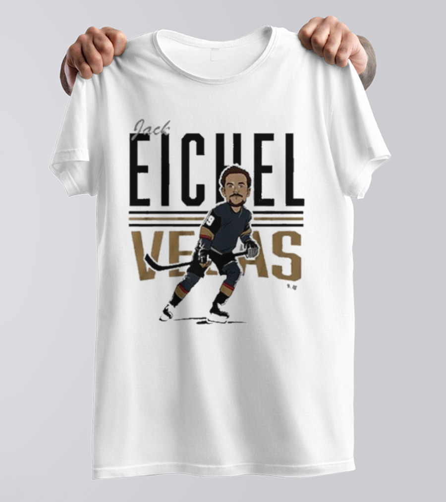 Jack Eichel Vegas Hockey Caricature Eichel Center Ice T-Shirt