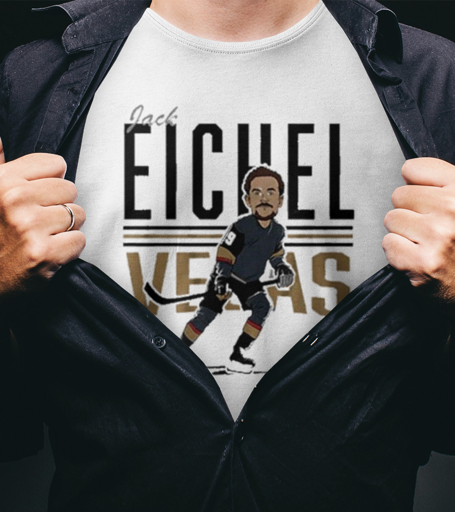 Jack Eichel Vegas Hockey Caricature Eichel Center Ice T-Shirt