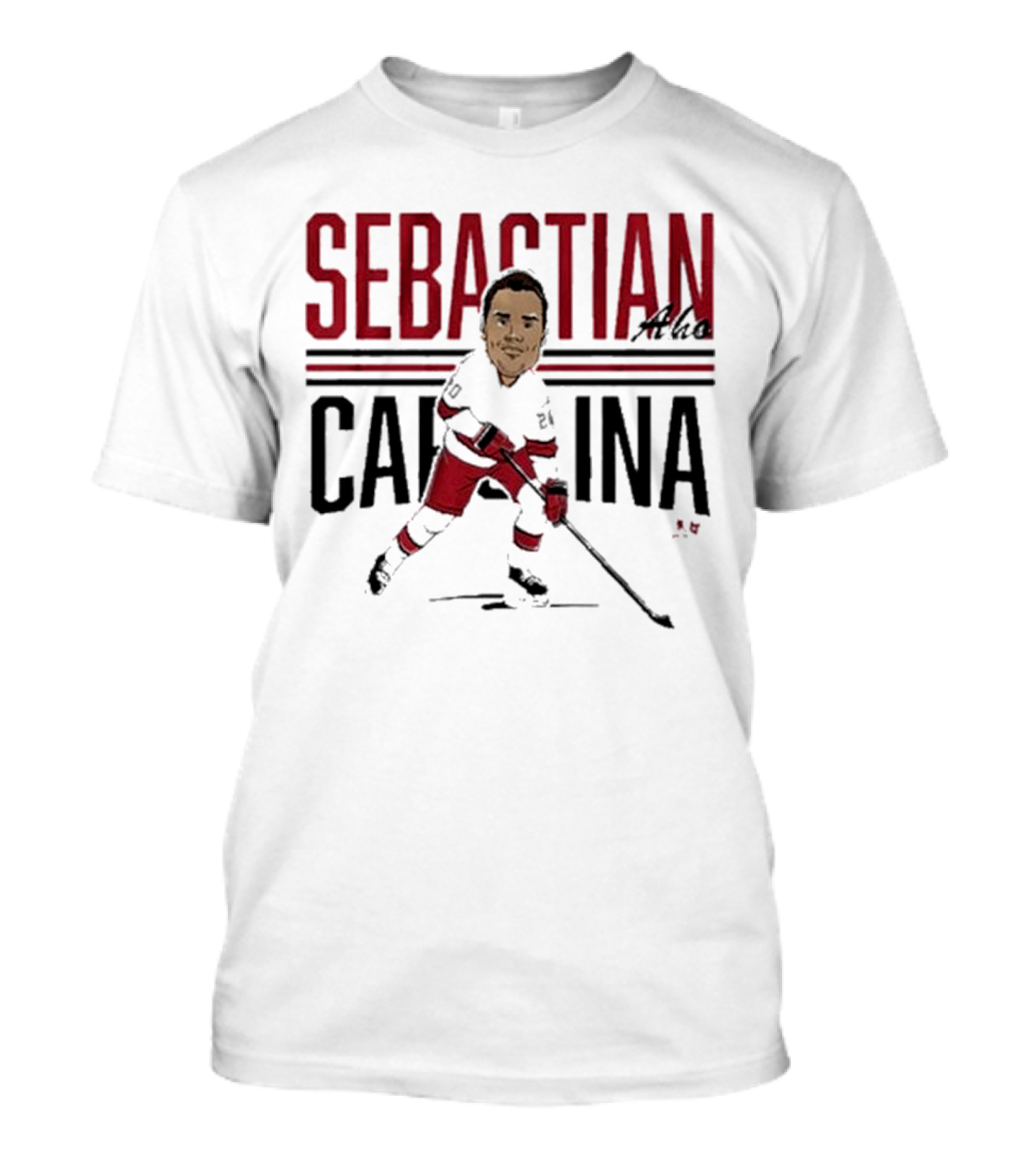 Sebastian Aho Carolina Ice Hockey Caricature T-Shirt