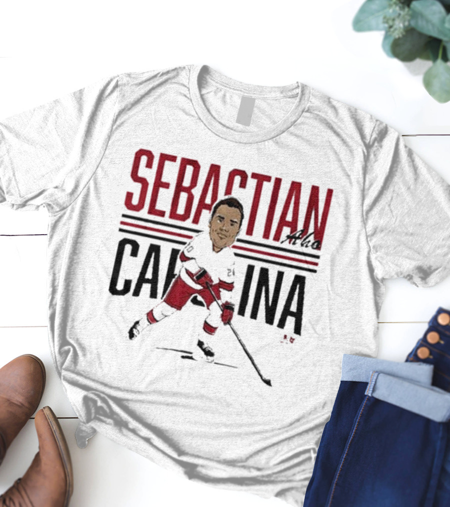 Sebastian Aho Carolina Ice Hockey Caricature T-Shirt
