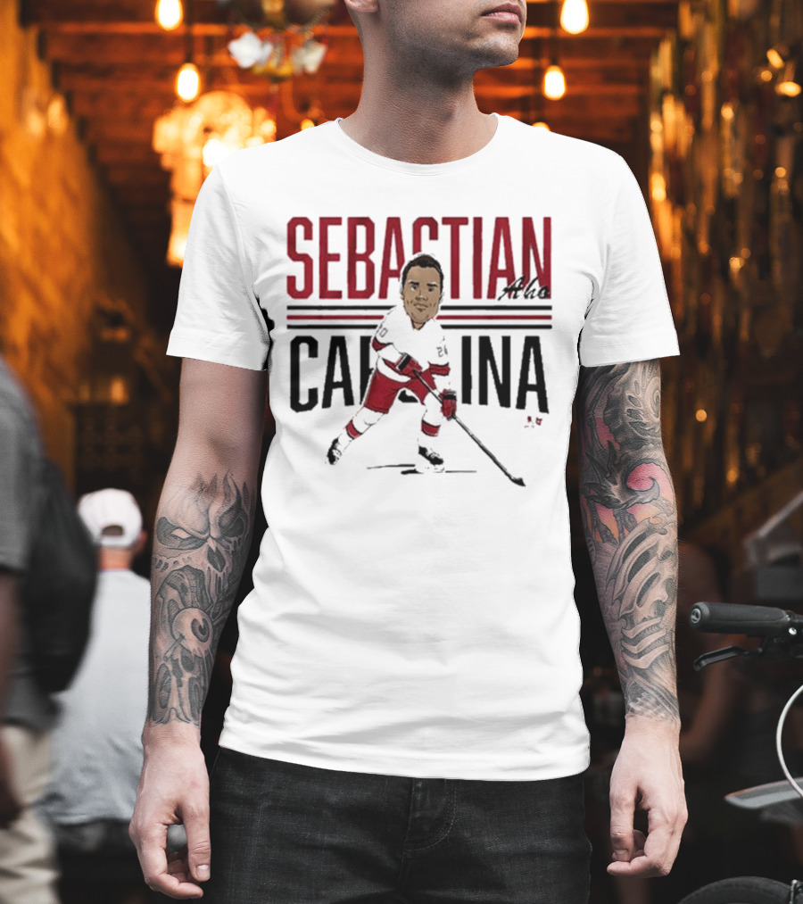 Sebastian Aho Carolina Ice Hockey Caricature T-Shirt