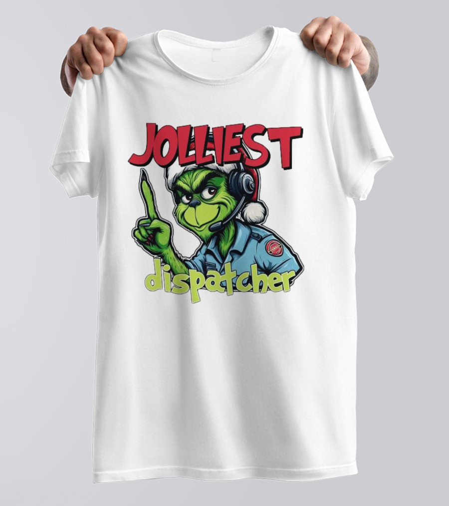 The Grinch Jolliest Dispatcher Christmas Holiday Fun T-Shirt