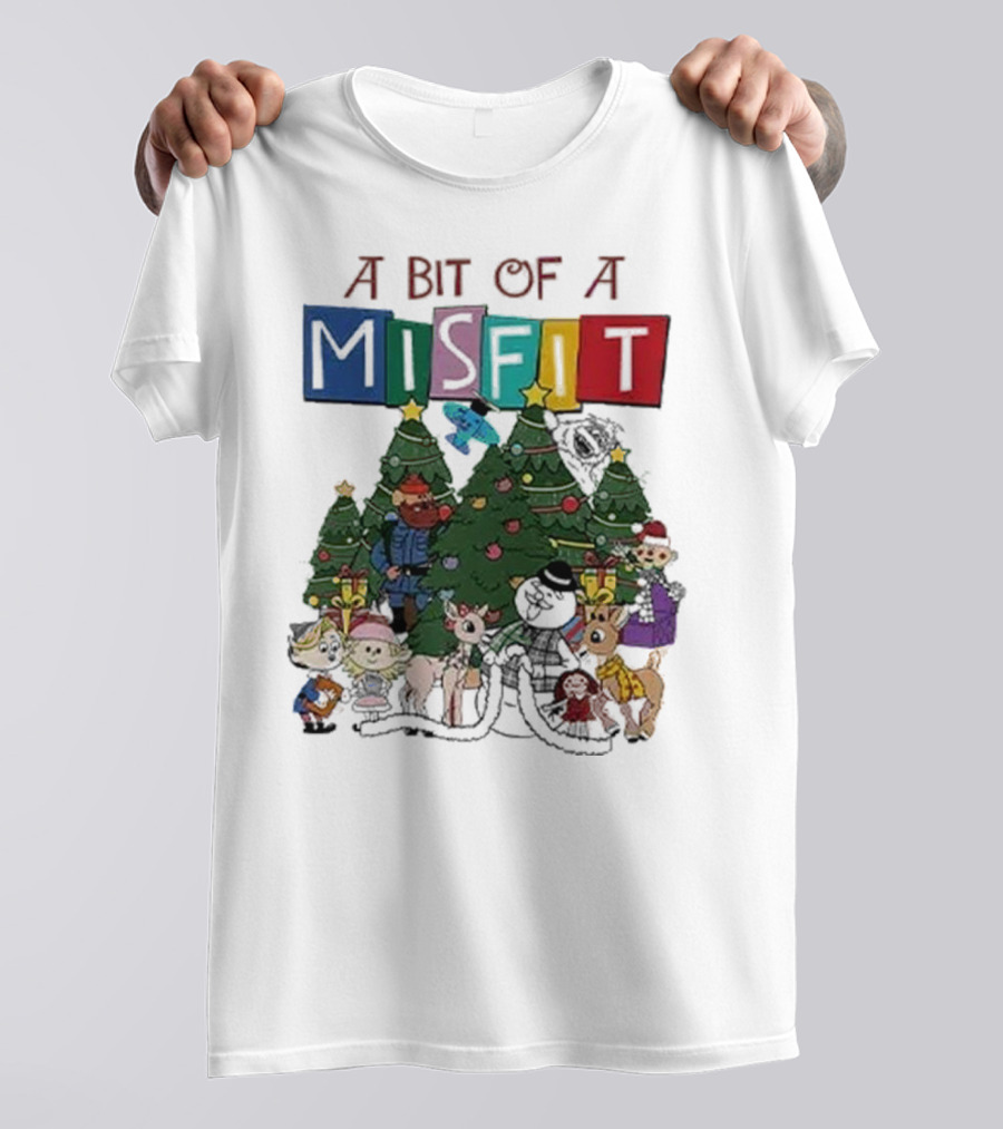 A Bit Of A Misfit Rudolph The Red Nosed Reindeer Christmas Characters With Trees T-Shirt