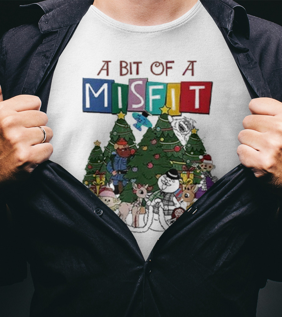 A Bit Of A Misfit Rudolph The Red Nosed Reindeer Christmas Characters With Trees T-Shirt