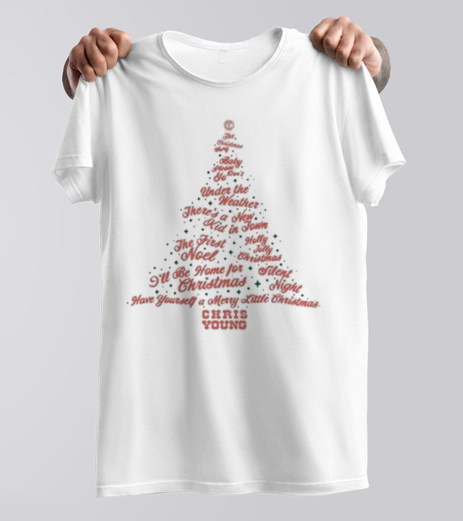 Chris Young Christmas Tree Songs Silent Night Holly Jolly Noel T-Shirt
