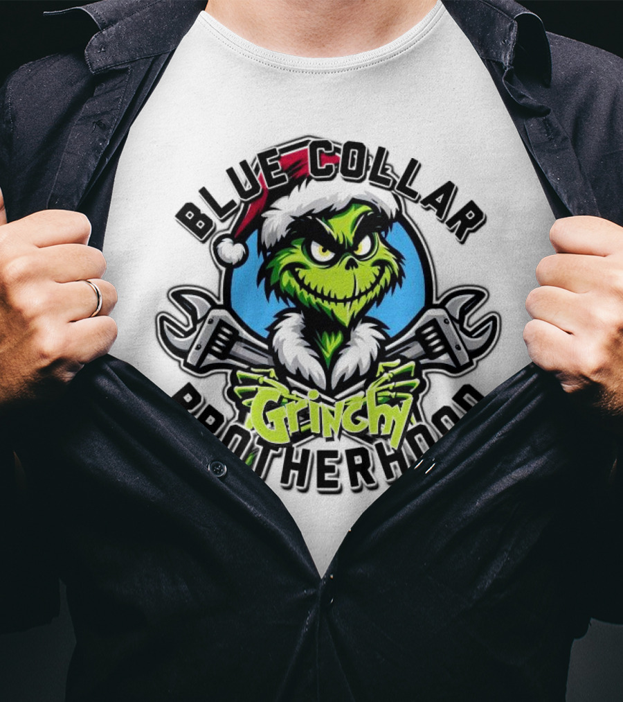 Blue Collar Grinchy Brotherhood Merry Christmas The Grinch T-Shirt