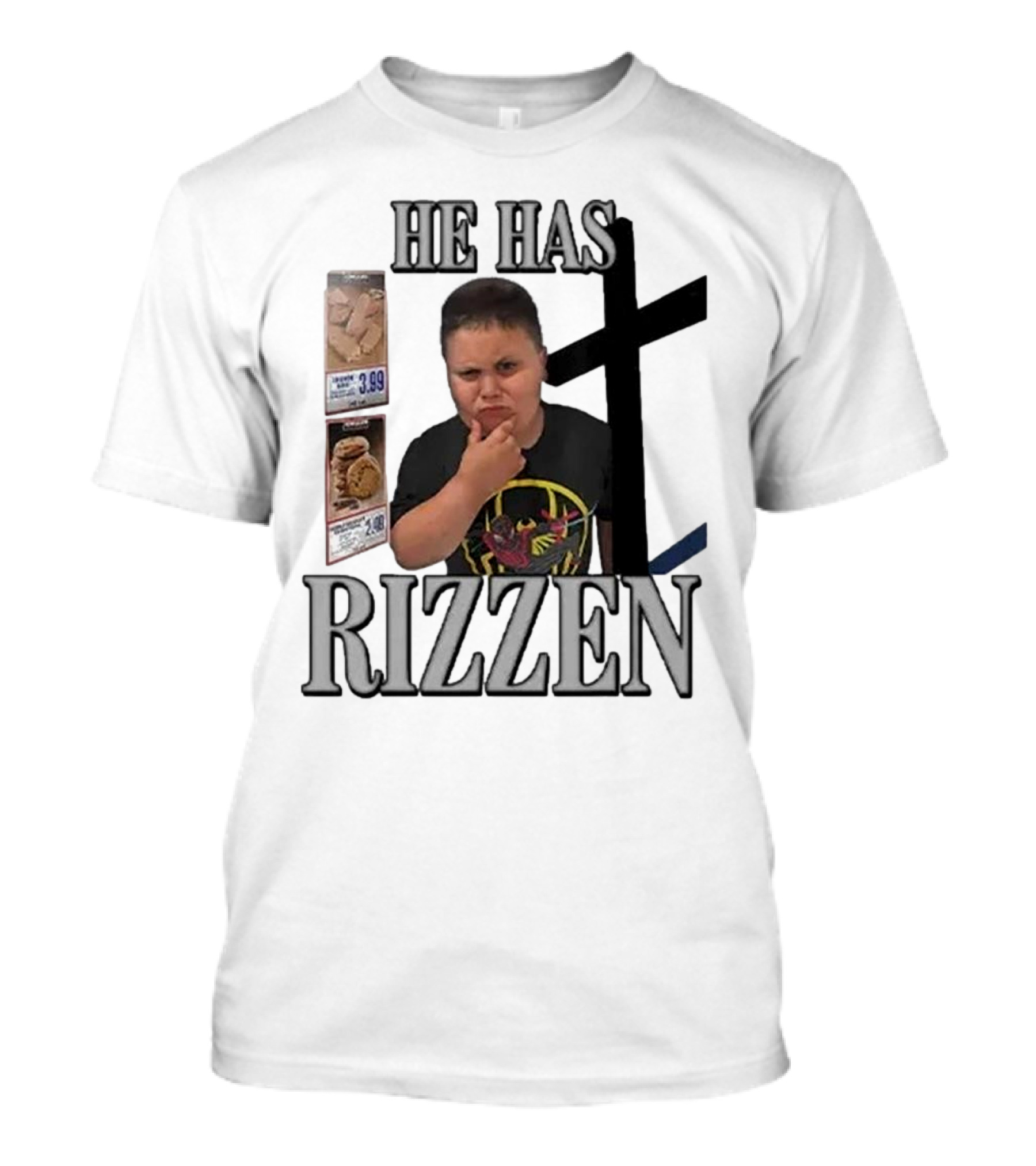 He Has Rizzen Rizzler Costco Guy With Spider-Man Shirt And Price Tags T-Shirt