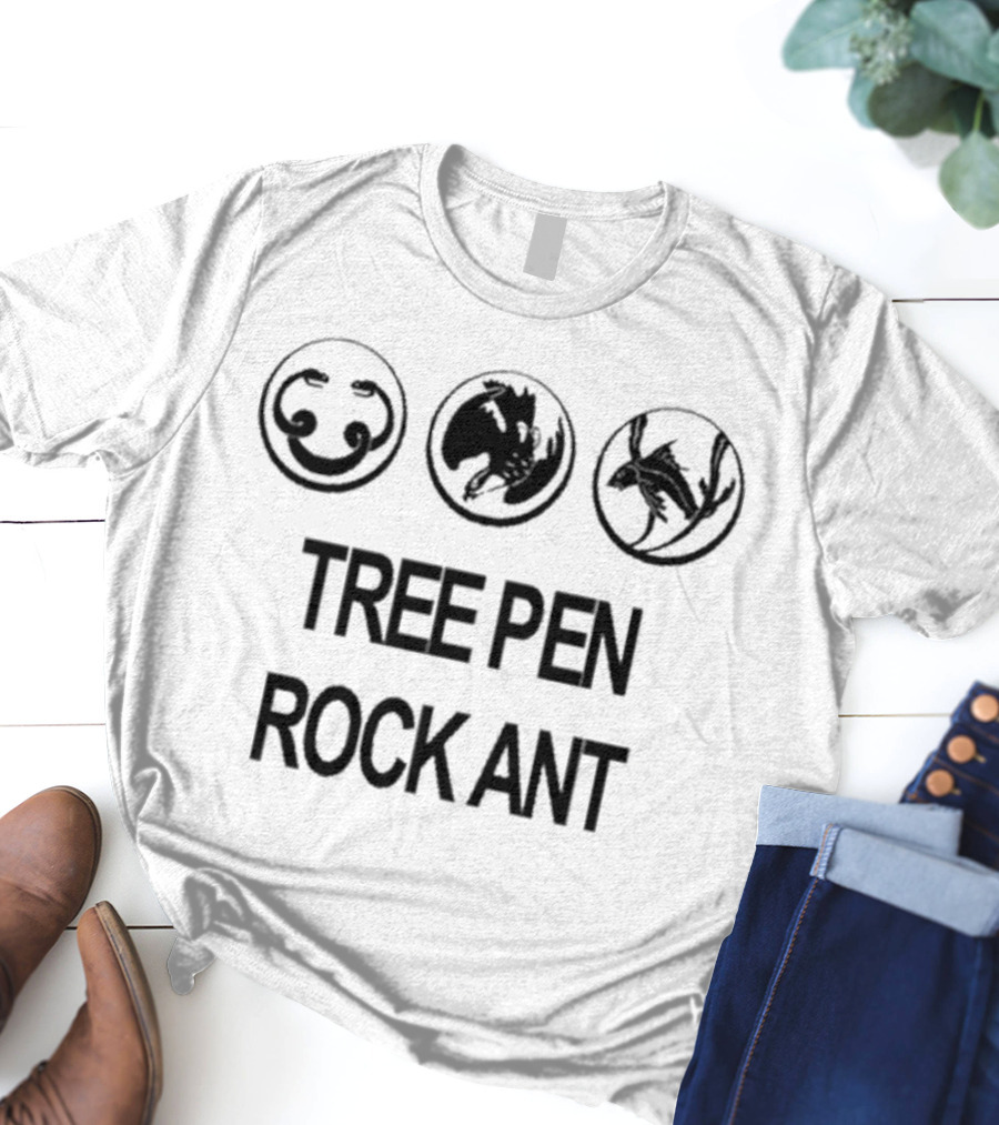 Tree Pen Rock Ant Symbolic Circles T-Shirt
