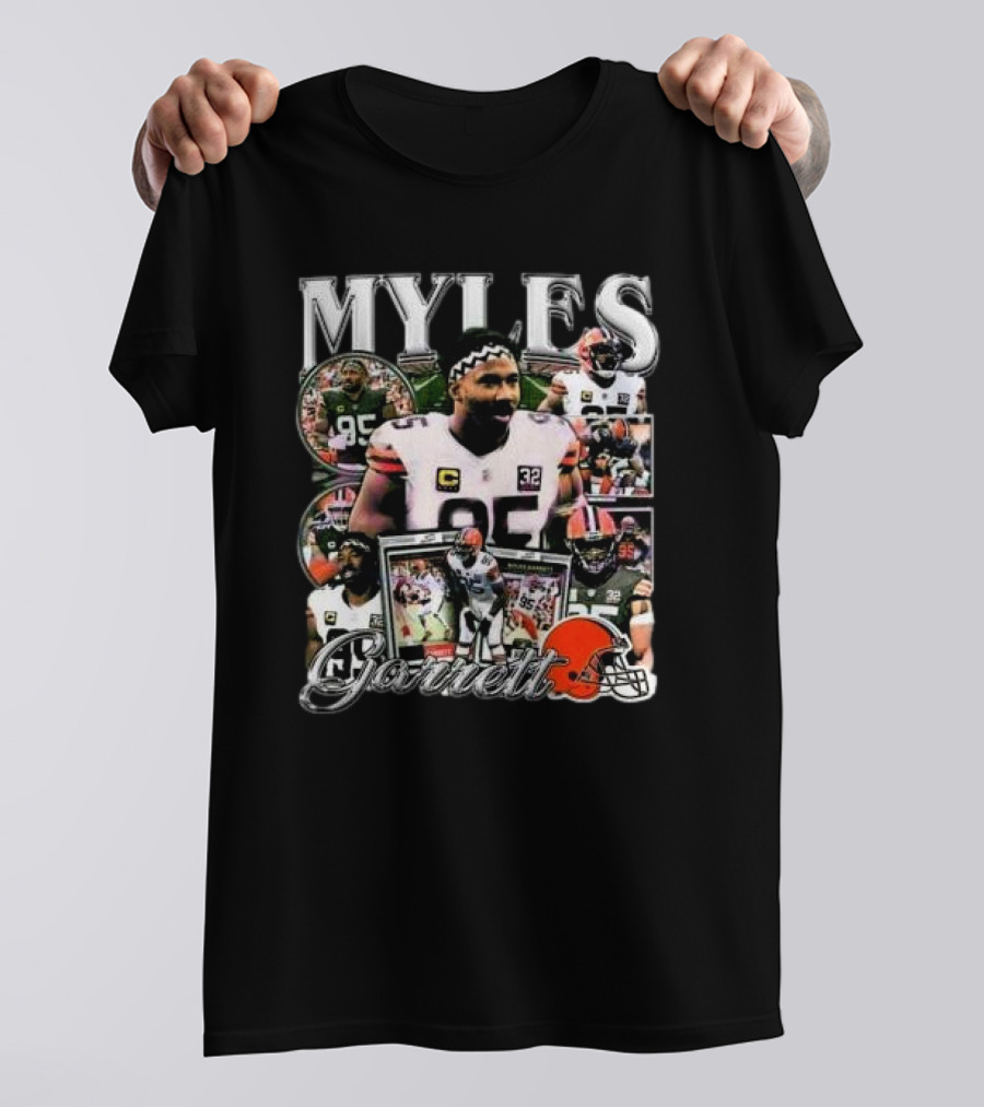 Myles Garrett 95 Cleveland Browns Vintage Collage T-Shirt
