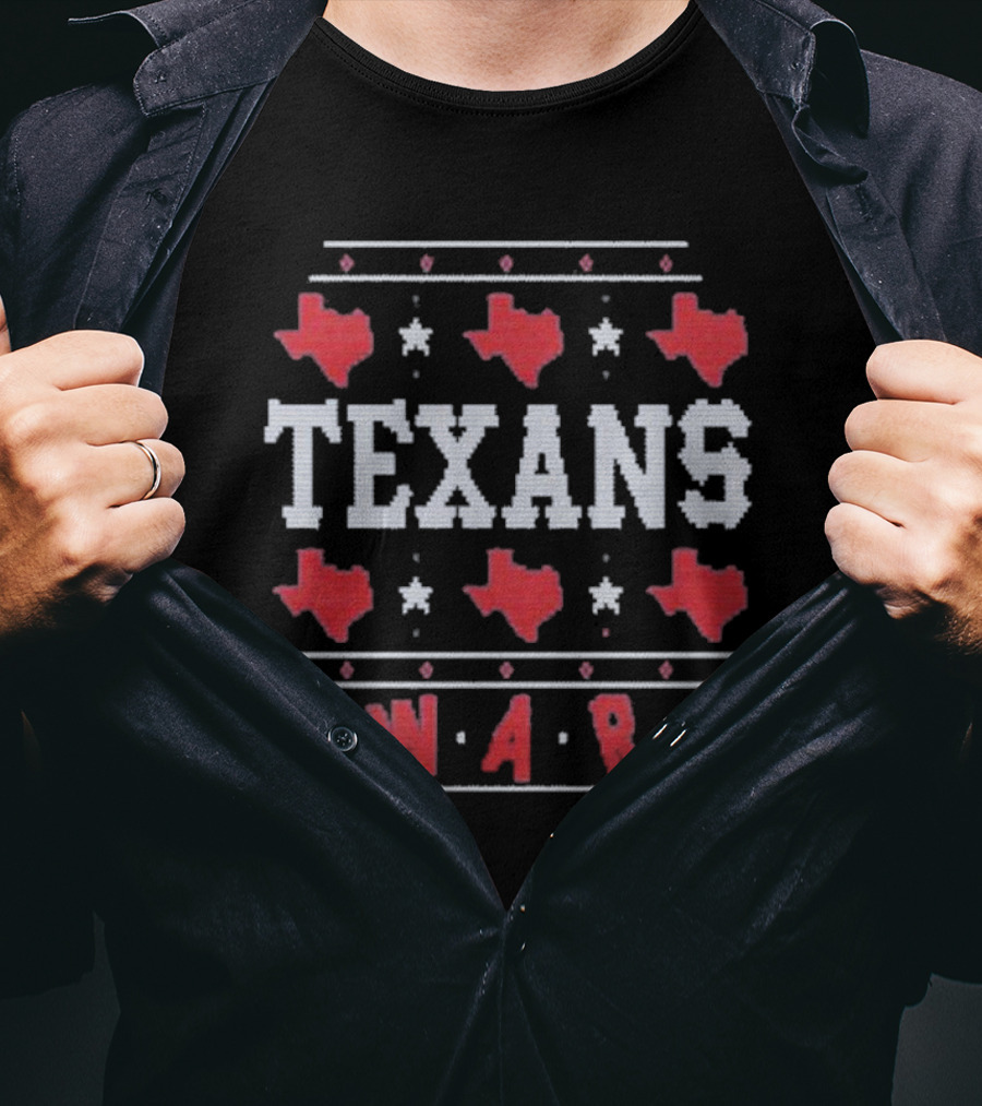 Texans Swarm Holiday Ugly Christmas Sweater Texas Map T-Shirt