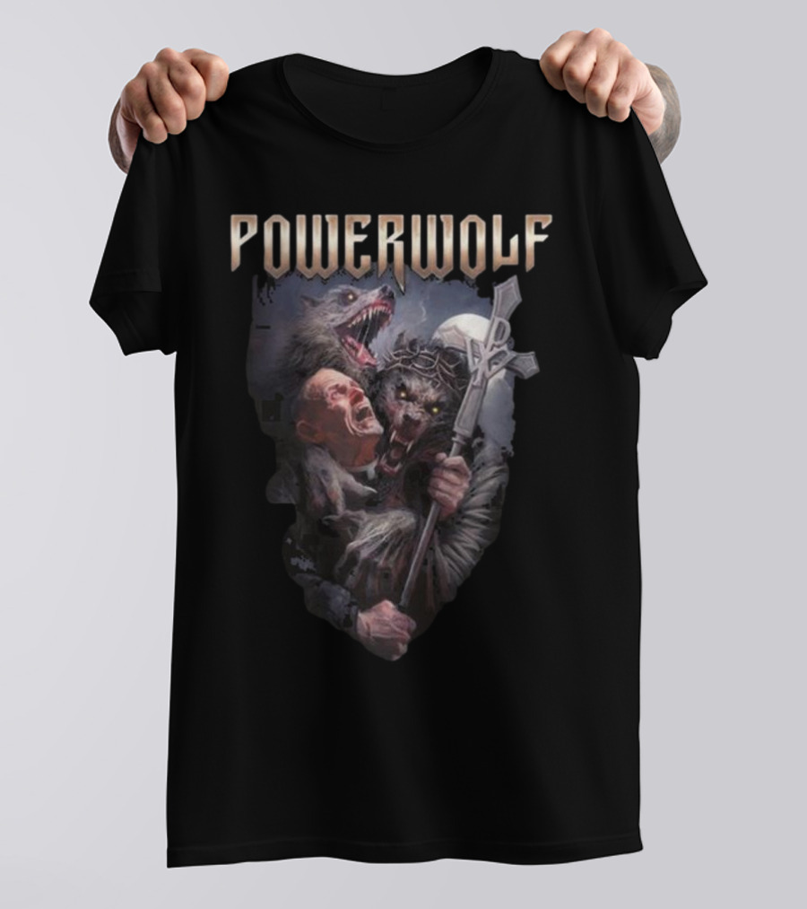 Powerwolf Thunder Priest Monster Battle With Fierce Wolves T-Shirt