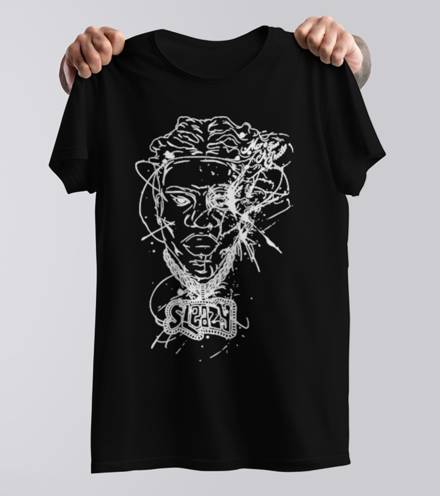 Sleazyworld Go Sleazy Necklace Portrait Sketch T-Shirt