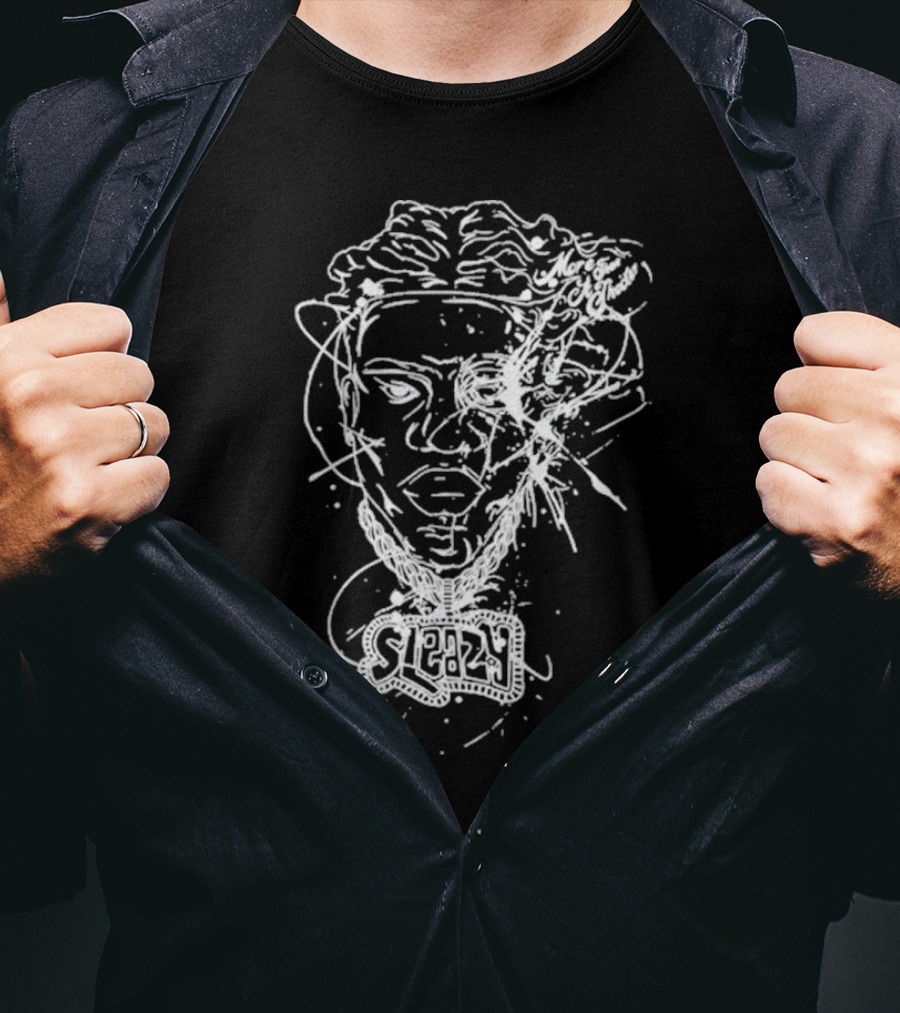 Sleazyworld Go Sleazy Necklace Portrait Sketch T-Shirt