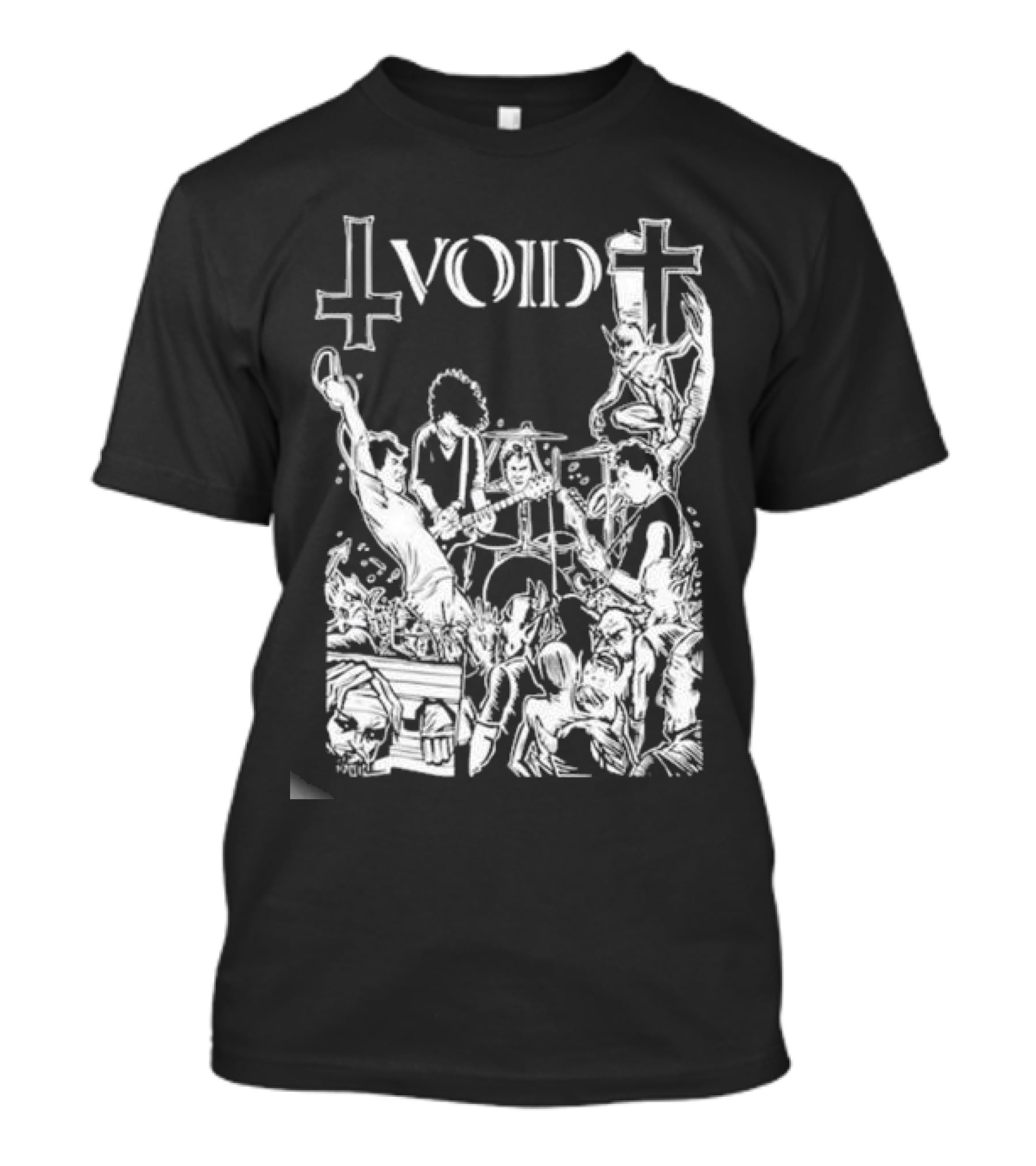 Void Time To Die Band Artwork With Crosses And Skeletons T-Shirt