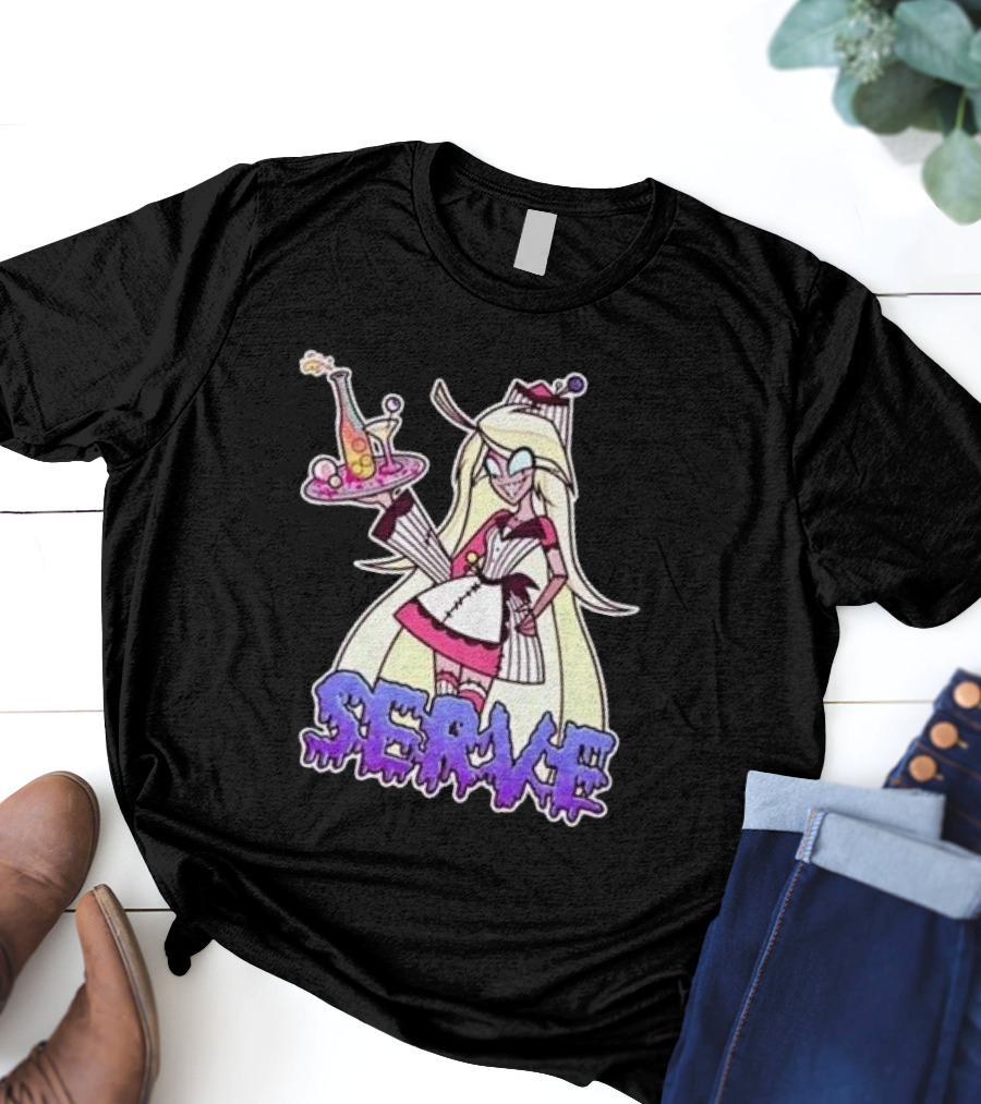 Weeby Newz Serve Demon Weeby Anime Character With Potion Tray T-Shirt