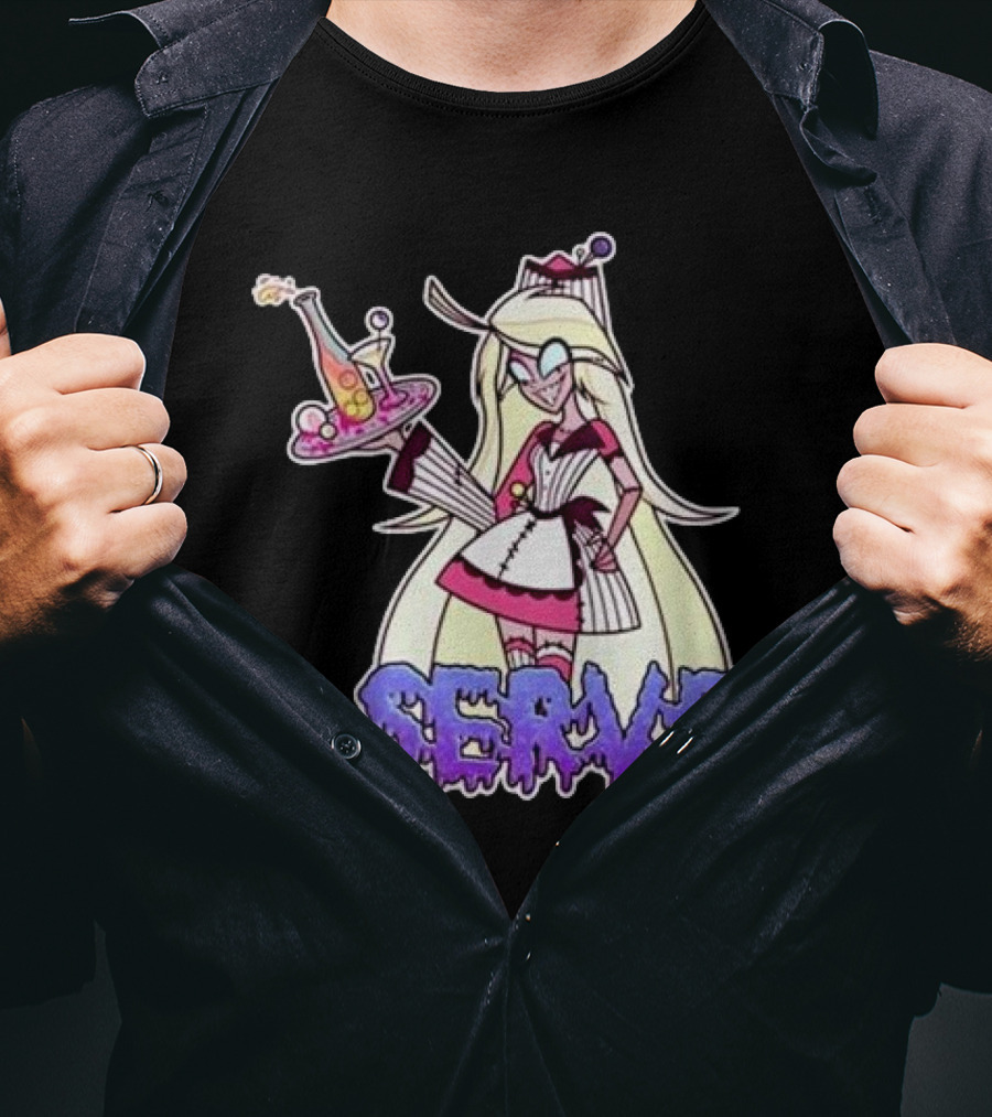 Weeby Newz Serve Demon Weeby Anime Character With Potion Tray T-Shirt