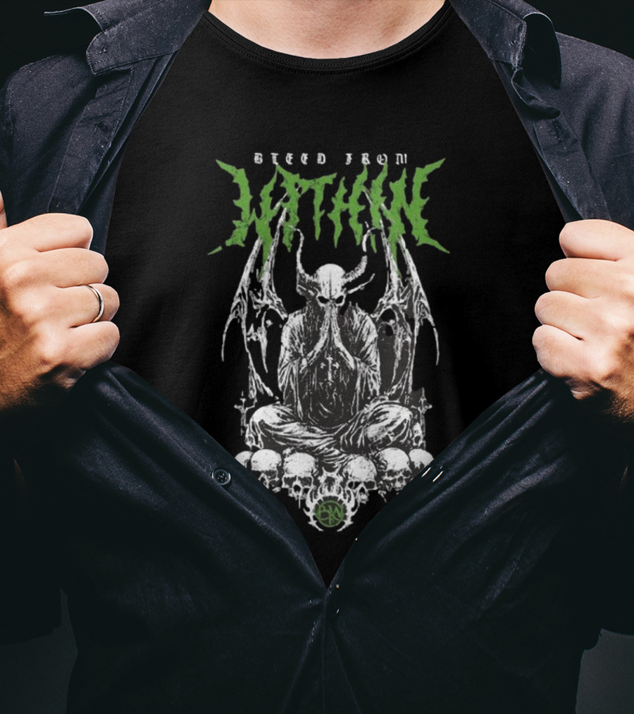 Bleed From Within Hope In Hell Demon Figure Surrounded By Skulls T-Shirt