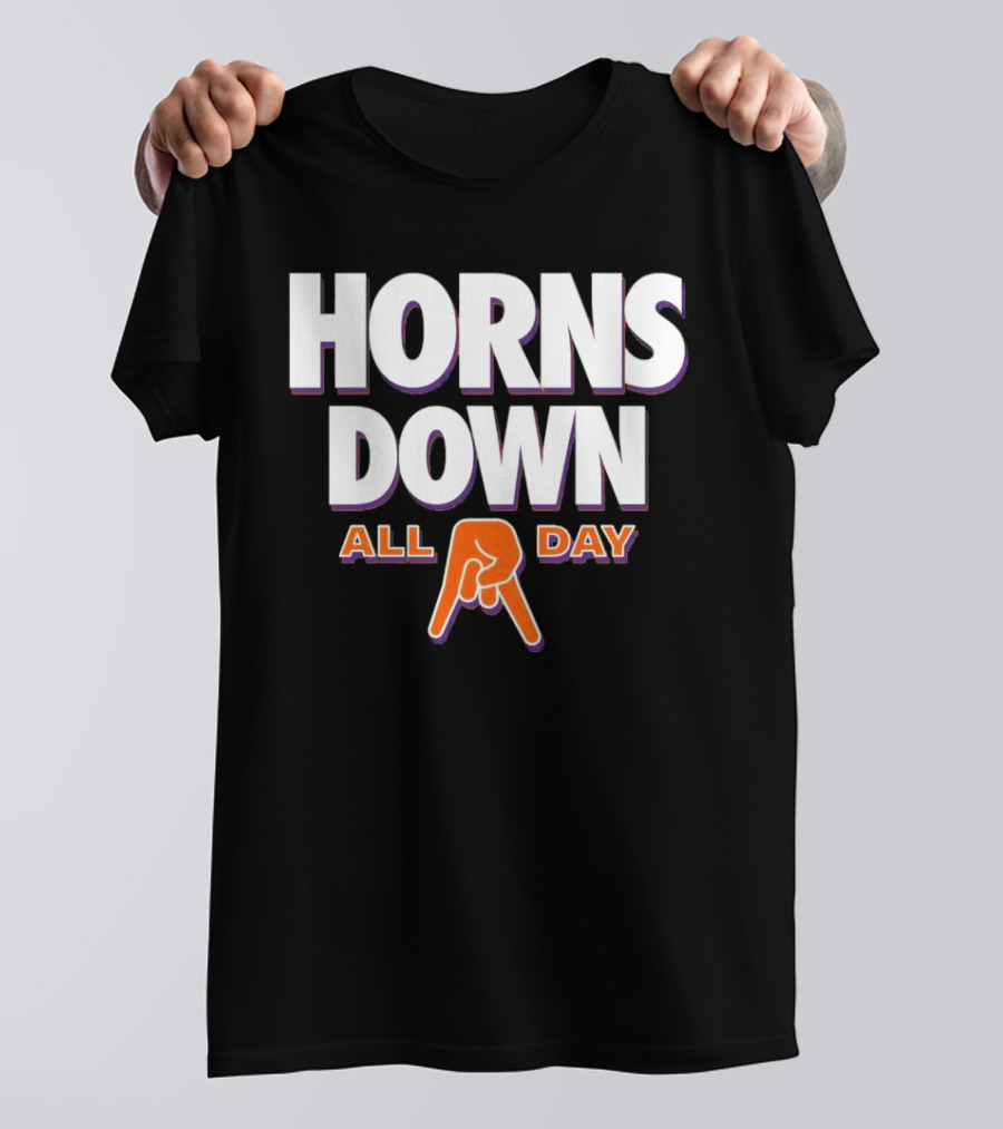 Horns Down All Day Clemson Tiger College Rival Humor T-Shirt