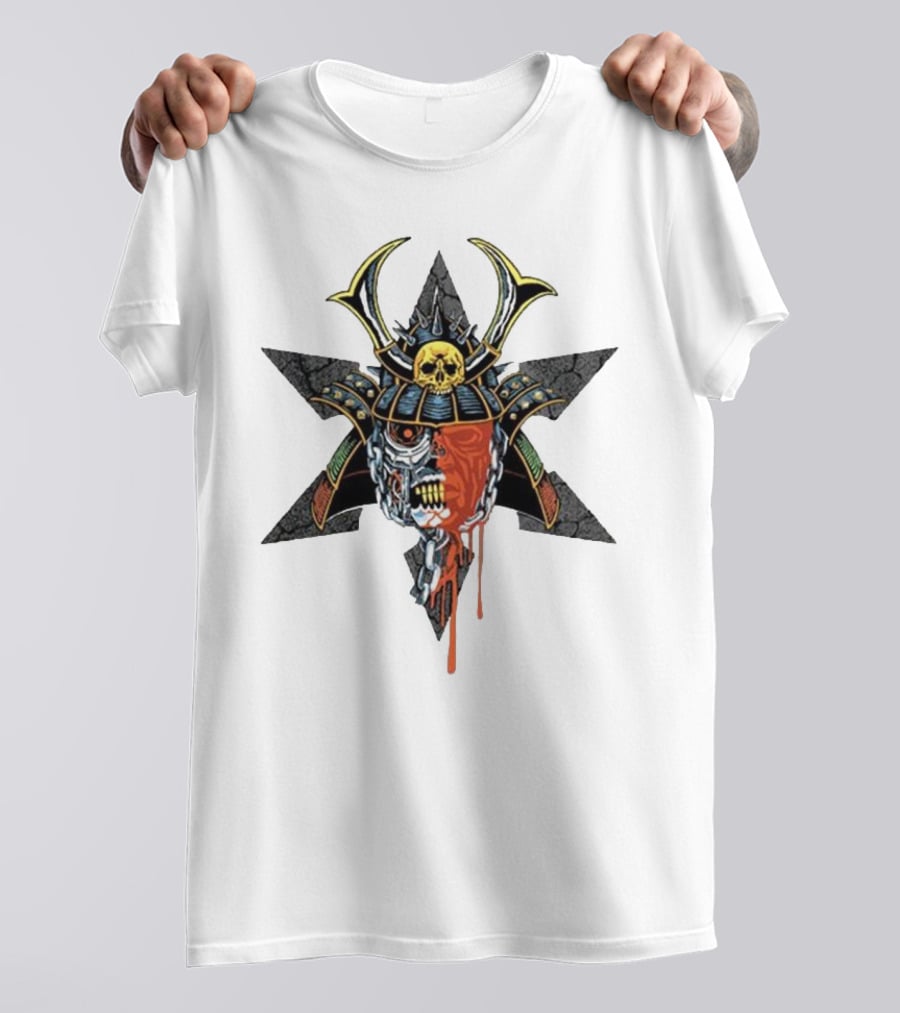 God’s Hate Shuriken Samurai Skull Starburst Horror T-Shirt