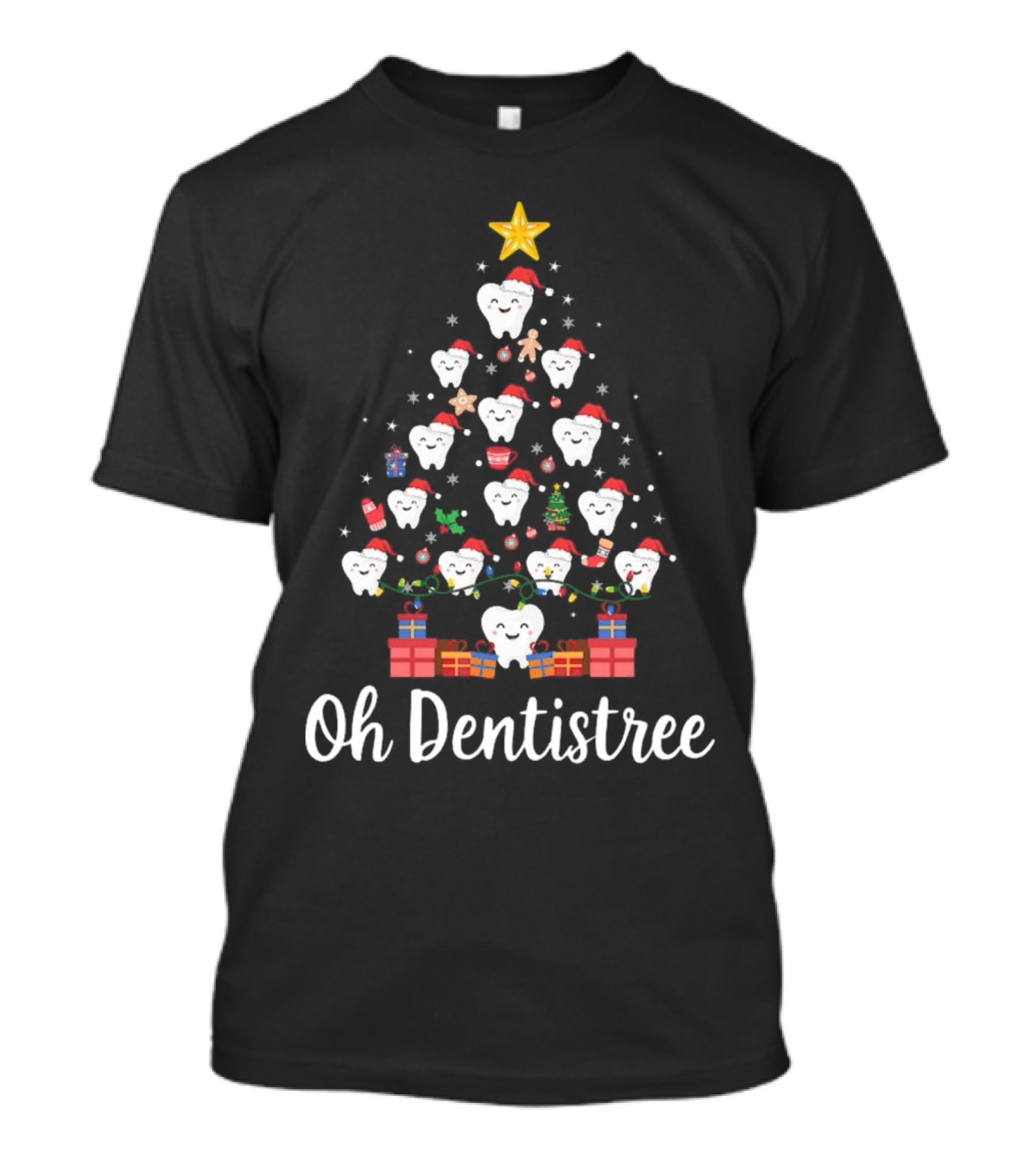 Oh Dentistree Christmas Tree With Tooth Ornaments And Gifts T-Shirt